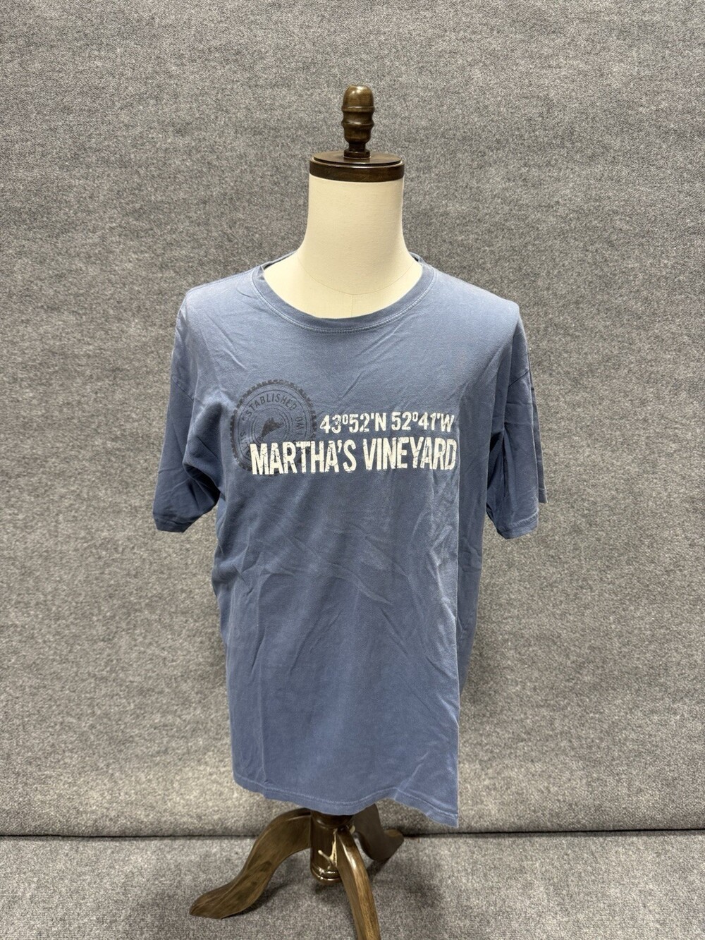 Marthaâs Vineyard Graphic T Shirt Mens Large Blue Tee Massachusetts Tourist